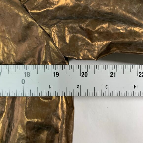 Escada IT36 Small Gold Poly Metallic Zip Up Jacket Crinkle Hooded Designer Lux - Picture 7 of 9